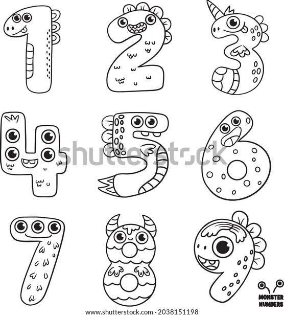 Coloring Page Numbers Education Fun Childrens Stock Vector (Royalty ...