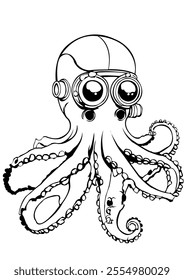 coloring page octopus with sunglasses