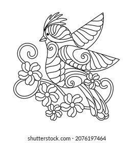 Coloring Page Older Children Birds Hand Stock Vector (Royalty Free ...