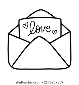 Coloring Page Opened Love Letter