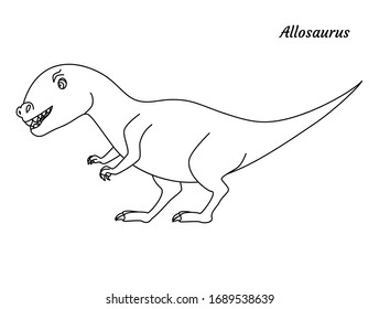 Coloring page outline Allosaurus dinosaur. Vector illustration isolated on white background
