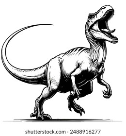 Coloring Page Outline of Carnotaurus roaring Dinosaur. Coloring Book page for kids. outline vector illustration isolated on a white background