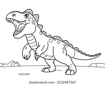 Coloring Page Outline of Carnotaurus roaring Dinosaur. Coloring Book page for kids. outline vector illustration isolated on a white background
