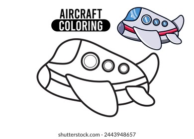 Coloring Page Outline Of cartoon aircraft. Professional transport. Coloring Book for kids. outline vector illustration isolated on white