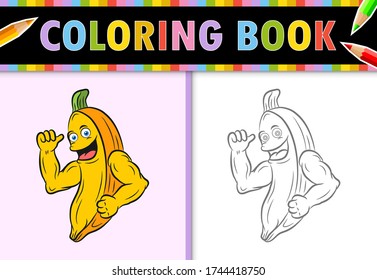Coloring page outline of cartoon Banana. Colorful vector illustration, coloring book for kids.