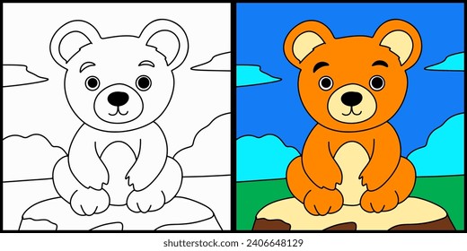 Coloring page outline of cartoon bear