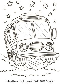 Esquema de la página de color del coche de gran camión de dibujos animados. Ilustración vectorial colorida, libro de coloración de verano para niños.