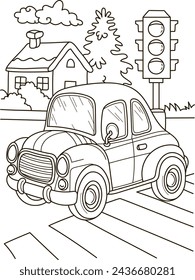 Coloring page outline of the cartoon big truck car. Colorful vector illustration, summer coloring book for kids.