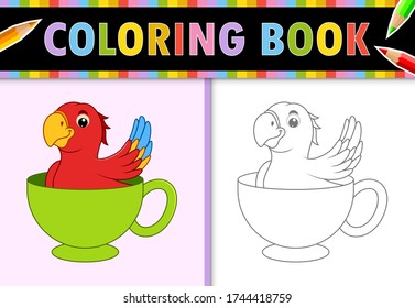 Coloring page outline of cartoon Bird. Colorful vector illustration, coloring book for kids.