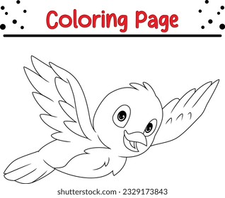 Coloring Page Outline of cartoon bird. Animals Coloring book for kids.