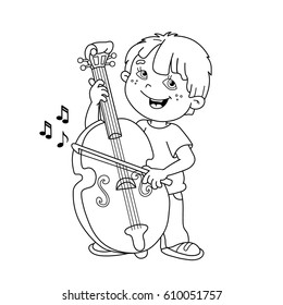Coloring Page Outline Of cartoon Boy playing the cello. Musical instruments. Coloring book for kids