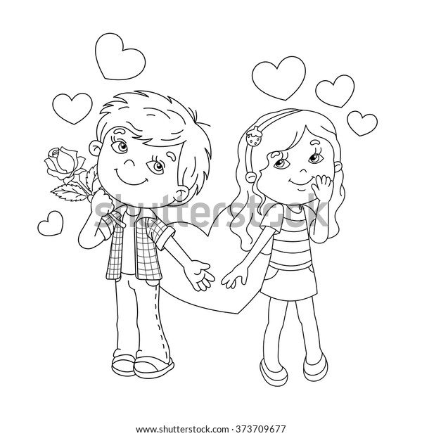 9700 Boy And Girl Outline Coloring Pages Images & Pictures In HD