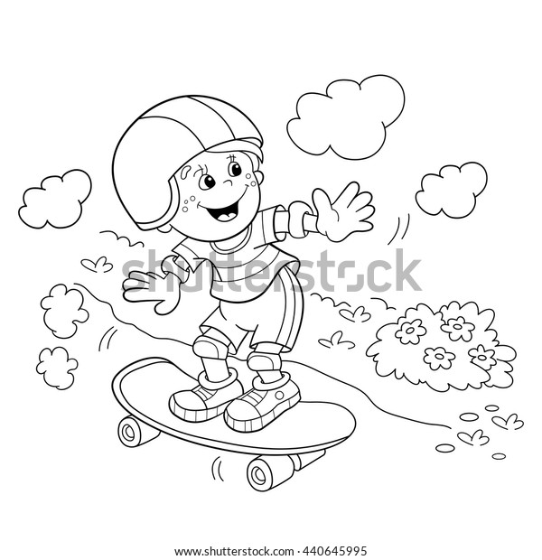 Coloring Page Outline Cartoon Boy On Stock Vector (Royalty Free) 440645995