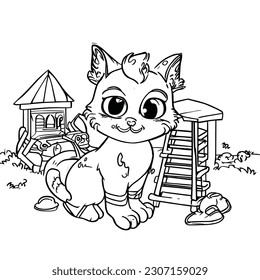 Coloring Page Outline Of cartoon cat. kitty coloring page.
