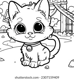 Coloring Page Outline Of cartoon cat coloring page.
