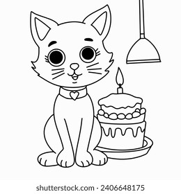 Coloring page outline of cartoon cat