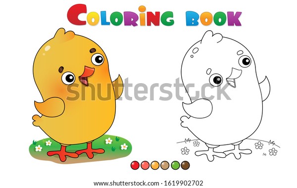 Coloring Page Outline Cartoon Chick Kid Stock Vector (Royalty Free ...