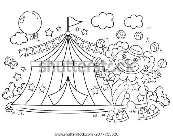 Coloring Page Outline Cartoon Clown Colorful Stock Vector (Royalty Free ...