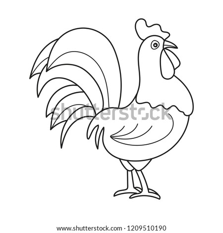 Coloring page outline of cartoon cock. Vector illustration, coloring book for kids - black and white picture