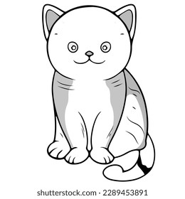 Coloring page outline of cartoon Colorful printable Cute cat unicorn or anime cat coloring pages for children kids and adults. vector illustration, summer coloring book for kids.