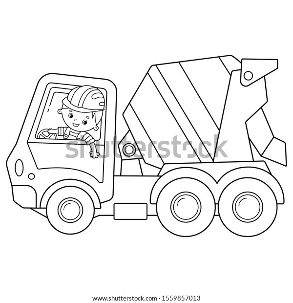 Coloring Page Outline Cartoon Concrete Mixer Stock Vector Royalty Free 1559857013