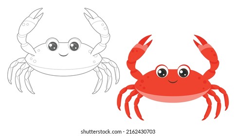 Coloring Page Outline Cartoon Crab Coloring Stock Vector (Royalty Free ...