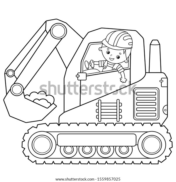 Coloring Page Outline Cartoon Crawler Excavator Stock Vector Royalty Free 1559857025