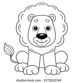 Coloring Page Outline Cartoon Cute Lion Stock Vector (Royalty Free ...