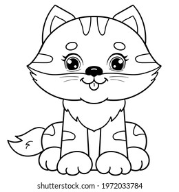 Coloring Page Outline Of cartoon cute cat. Coloring Book for kids.