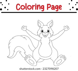 Coloring Page Outline of cartoon Cute squirrel. Black and white vector illustration for coloring book
