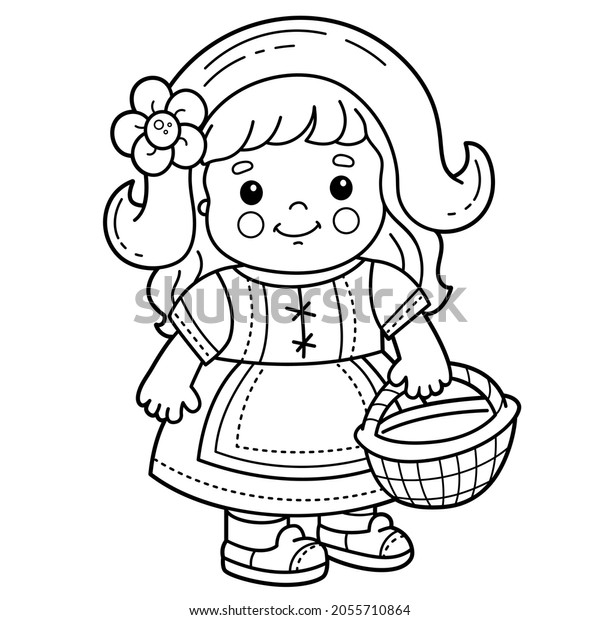 Coloring Page Outline Cartoon Cute Girl Stock Vector (Royalty Free ...