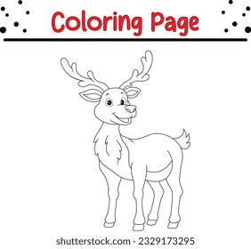 Coloring Page Outline of cartoon Deer. Animals Coloring book for kids.