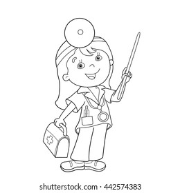 Coloring Page Outline Cartoon Doctor First Stock Vector (Royalty Free ...