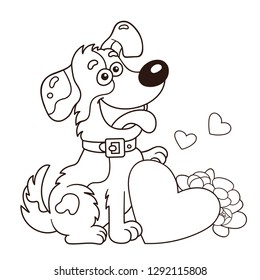 Coloring Page Outline Cartoon Dog Flowers Stock Vector (Royalty Free ...