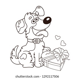 Coloring Page Outline Cartoon Dog Flowers Stock Vector (Royalty Free ...