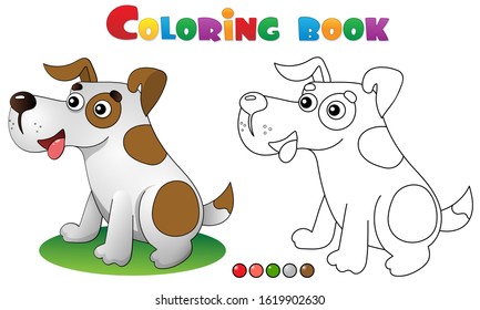 Coloring Page Outline of cartoon dog. Pets. Coloring book for kids.