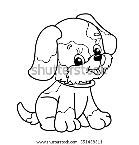 Coloring Page Outline Cartoon Dog Cute Stock Vector (Royalty Free