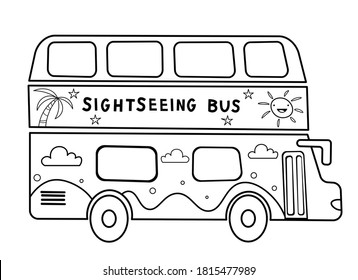 Coloring Page Outline Cartoon Double Decker Stock Vector (Royalty Free)  1815477989 | Shutterstock