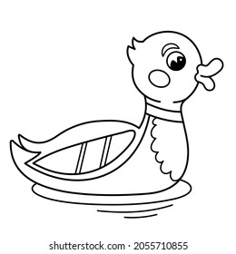 Coloring Page Outline of cartoon duck. Farm animals. Coloring book for kids.