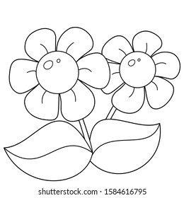 Coloring Page Outline of cartoon flowers. Coloring book for kids.