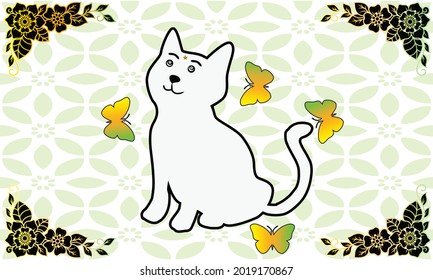 Coloring Page Outline Of cartoon fluffy cat. Coloring book for kids