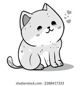  Coloring Page Outline Of cartoon fluffy Cute cat. Coloring book page for children.