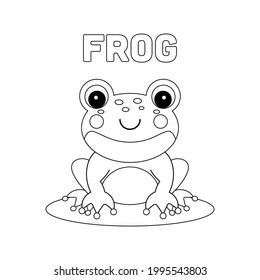 Coloring page outline of cartoon frog.