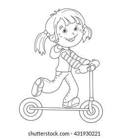 Coloring Page Outline Cartoon Girl On Stock Vector (Royalty Free ...