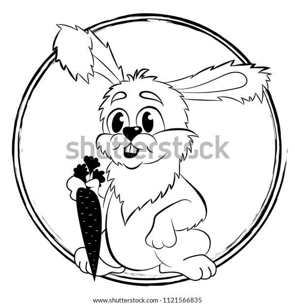 Coloring Page Outline Cartoon Happy Hare Stock Vector Royalty