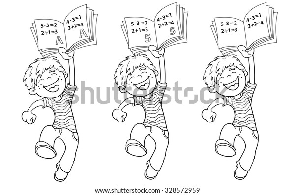 Coloring Page Outline Cartoon Jumping Boy Stock Vector (Royalty Free