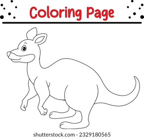 Coloring Page Outline of cartoon kangaroo. Animals Coloring book for kids.