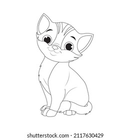 Coloring Page Outline Of cartoon ladies cat. Coloring book for kids