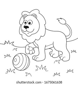 Coloring Page Outline Cartoon Lion On Stock Vector (Royalty Free ...