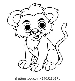 Coloring page outline of cartoon lion
